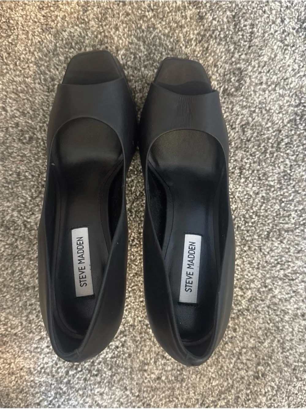 Steve Madden Black Platform Peep-Toe Pumps
